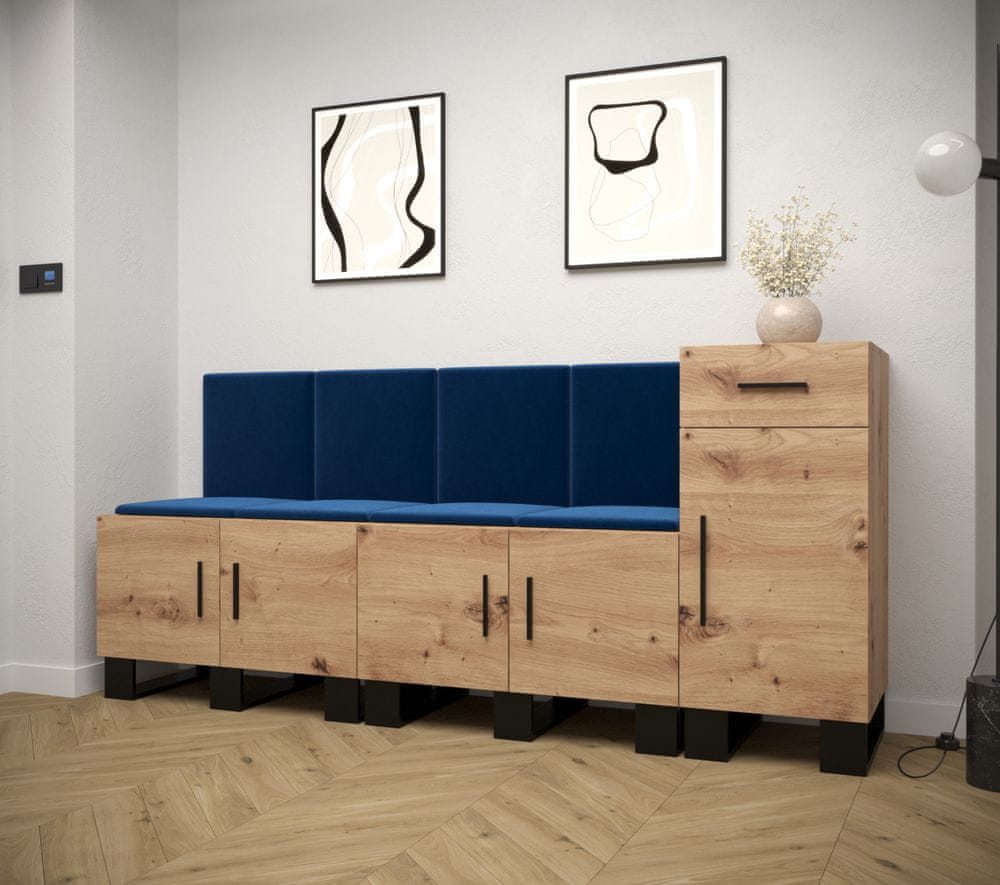 Veneti Predsieňová zostava RUMIE 17 - dub artisan, modré panely